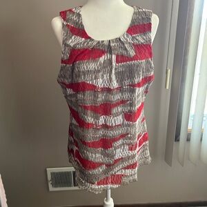 Red and Gray Sleeveless Top